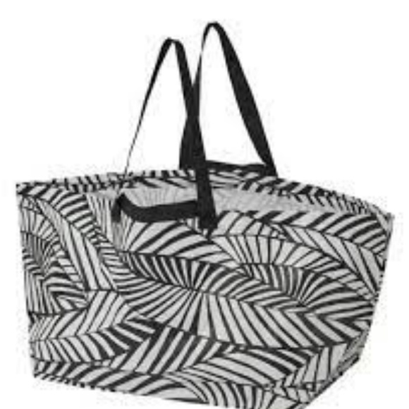 IKEA SLUKIS Frakta Shopping Bag; Large Black White "Leaf" Like Design;19 Gallons - Picture 6 of 9